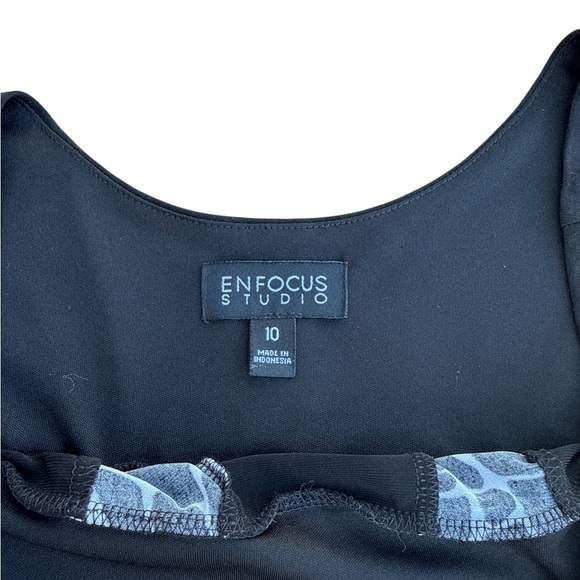 EnFocus Studio Black White Sleeveless Giraffe Print Dress Size 10 - Picture 7 of 8